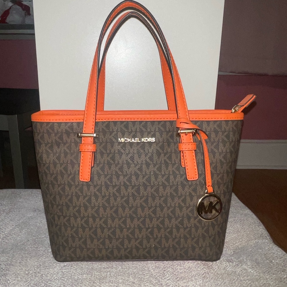 Michael Kors Brown and Orange Tote Bag